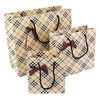 Hand-Held Gift Bag Paper Bag Handbag Gift Packaging Bag Clothing Bag Flesh-Colored Plaid Bag Gift Packaging