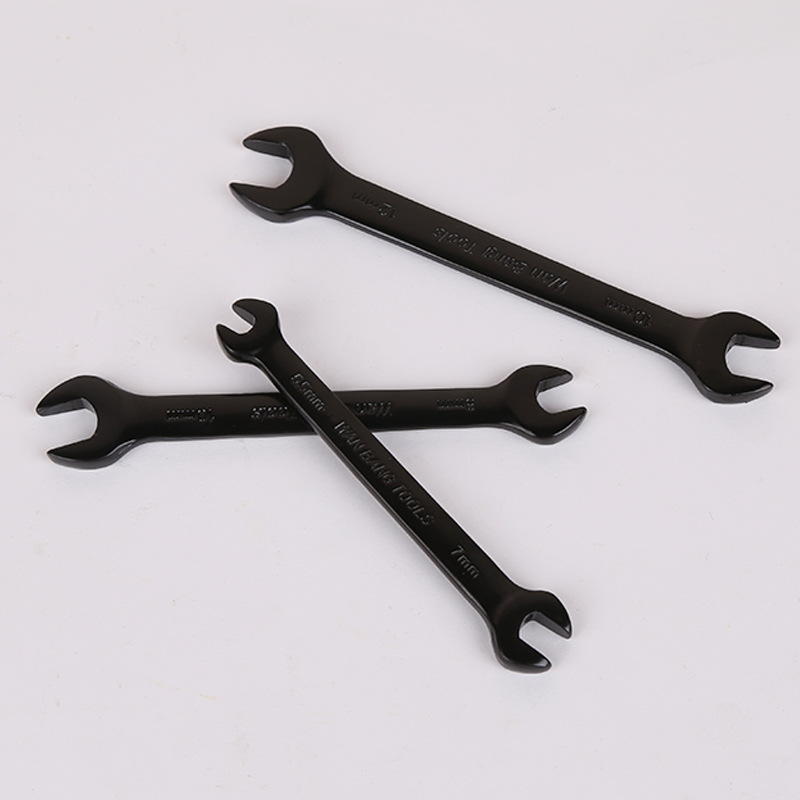 批发销售黑色 电泳开口扳手 汽修双用 双头手动两用开口呆扳手