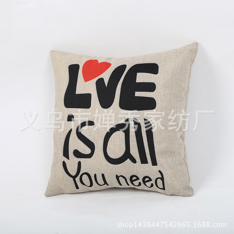 Hot-selling Creative English Letters European Fashion Style Linen Pillowcase Cushion Cover Available in Multiple Colors