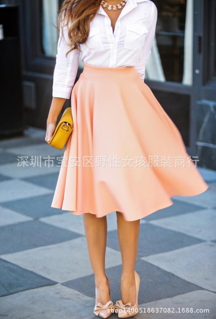 Knee Length A Line Skirt Multi Color Solid Design Office Wear Wholesale Availability low MOQ