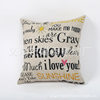 Hot-selling Creative English Letters European Fashion Style Linen Pillowcase Cushion Cover Available in Multiple Colors