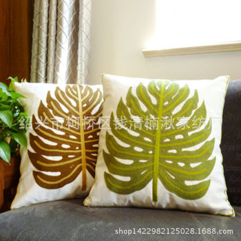 In stock supply cotton canvas wool embroidery pillowcase sofa cushion cover car backrest
