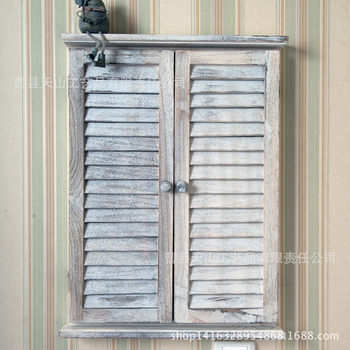 Mirror Wall Hanging Folding American Style Pastoral Shutters Decorative Mirror Makeup Bathroom Mirror Solid Wood Dressed Dressed Dressed Dressed Mirror