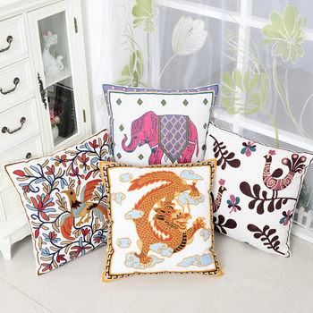 Cotton high-grade wool embroidery pillow cover car sofa cushion cover bed pillow animal