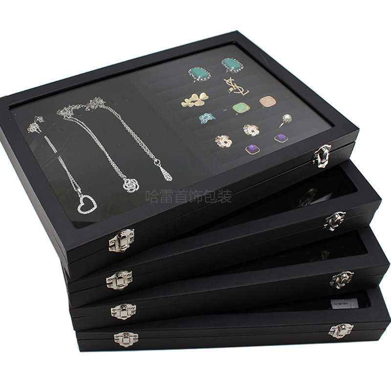 Medium and Large Black Jewelry Box Jewelry Box Necklace Ring Earrings Bracelet Earrings Jewelry Storage Display Stand Props