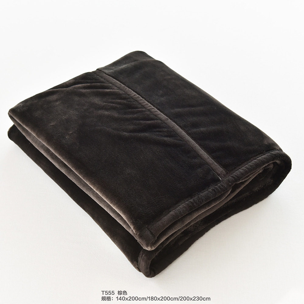 Japanese-style double-layer non-printed thermal fiber thick blanket flannel coral fleece solid color thick blanket