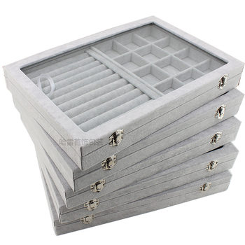 Medium and Large Size Ice Fleece Jewelry Box with Lid Jewelry Box Necklace Ring Earrings Bracelet Earrings Storage Box Show
