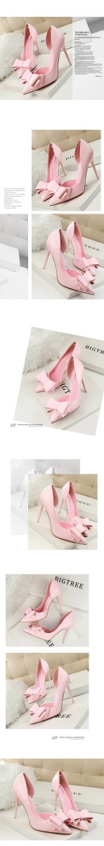 Giày cao gót nữ mũi nhọn gót thanh mảnh thắt nơ, hở gót kiểu slingback khoét hông — Màu đen, Màu đỏ, Màu hồng, Màu trắng