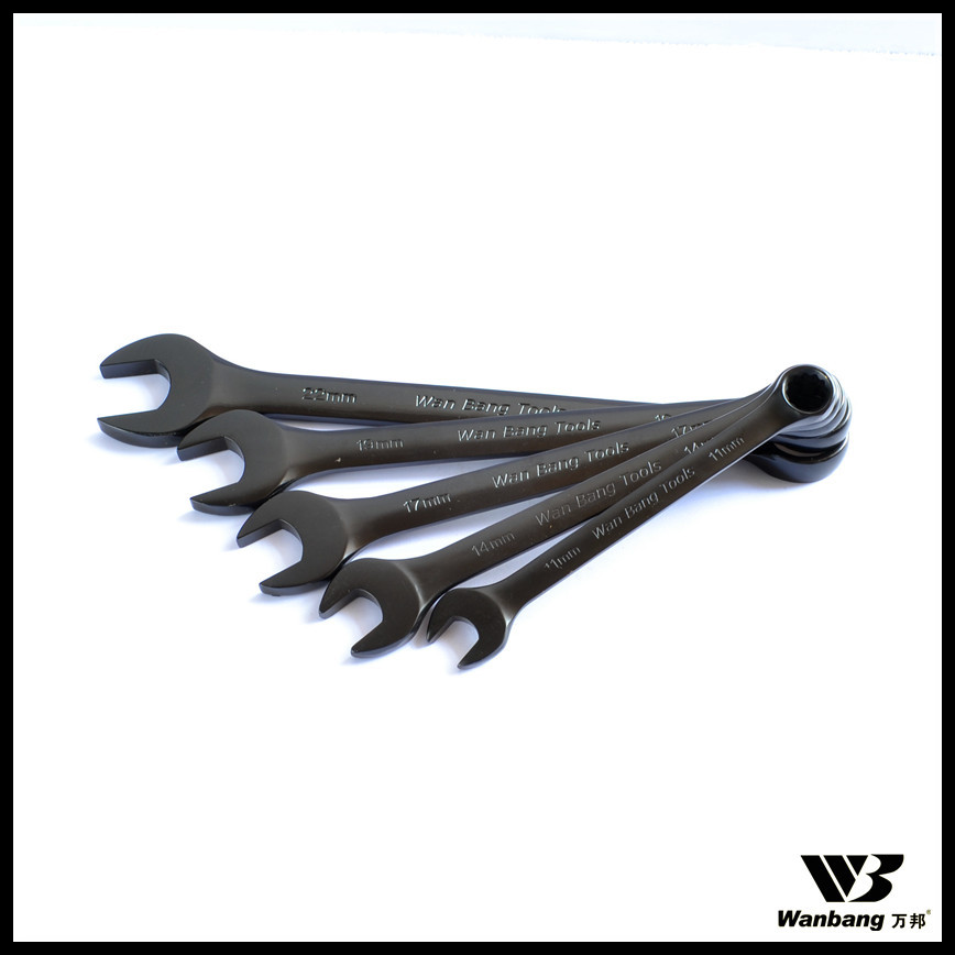 万邦工具 黑色电泳呆扳 棘轮扳手 开口梅花 两用扳手呆梅工具