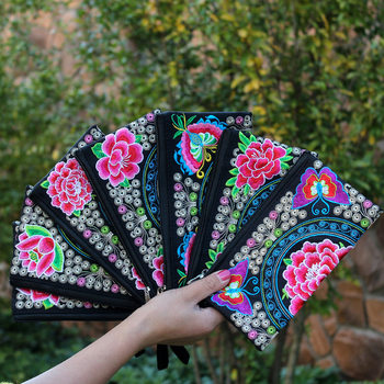Yunnan Ethnic Embroider Clutch Bag Fabric Cosmetic Bag Women's Long Wallet Export Coin Mobile Phone Bag Gift Bag
