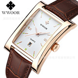 WWOOR Hold Love 8017 квадратные мужские часы модные повседневные кварцевые часы с календарем водонепроницаемые простые деловые часы