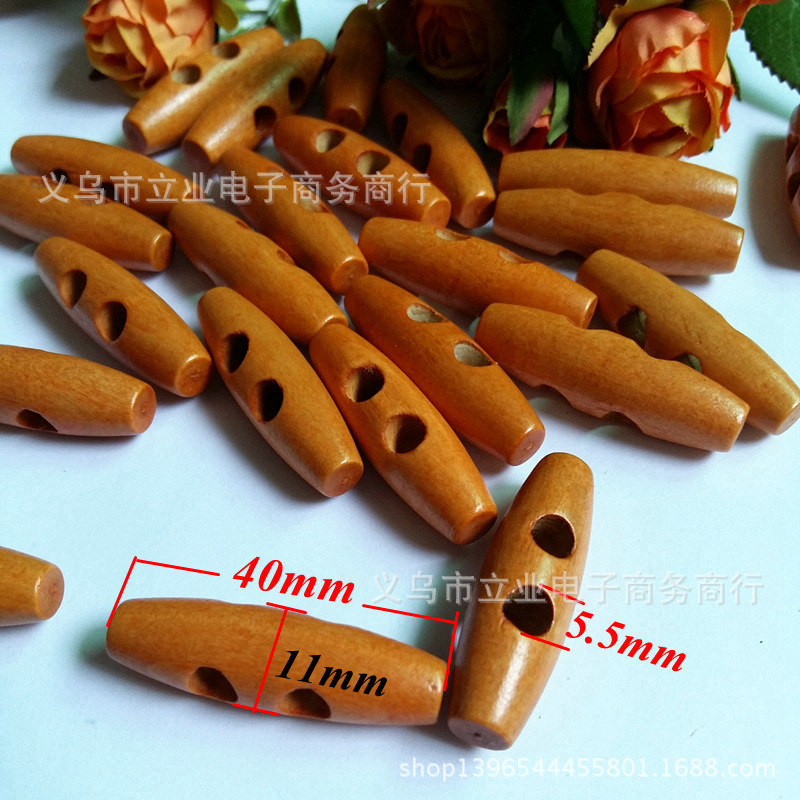 4cm Foreign Trade Wooden Olive Button Coat Coat Coat Decorative Button Fashion Button Natural Wood 2 Eyes