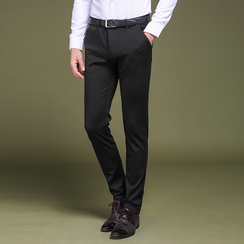 Quần Âu Nam Bốn Chiều Co Giãn Cotton Dáng Ôm Màu Đen