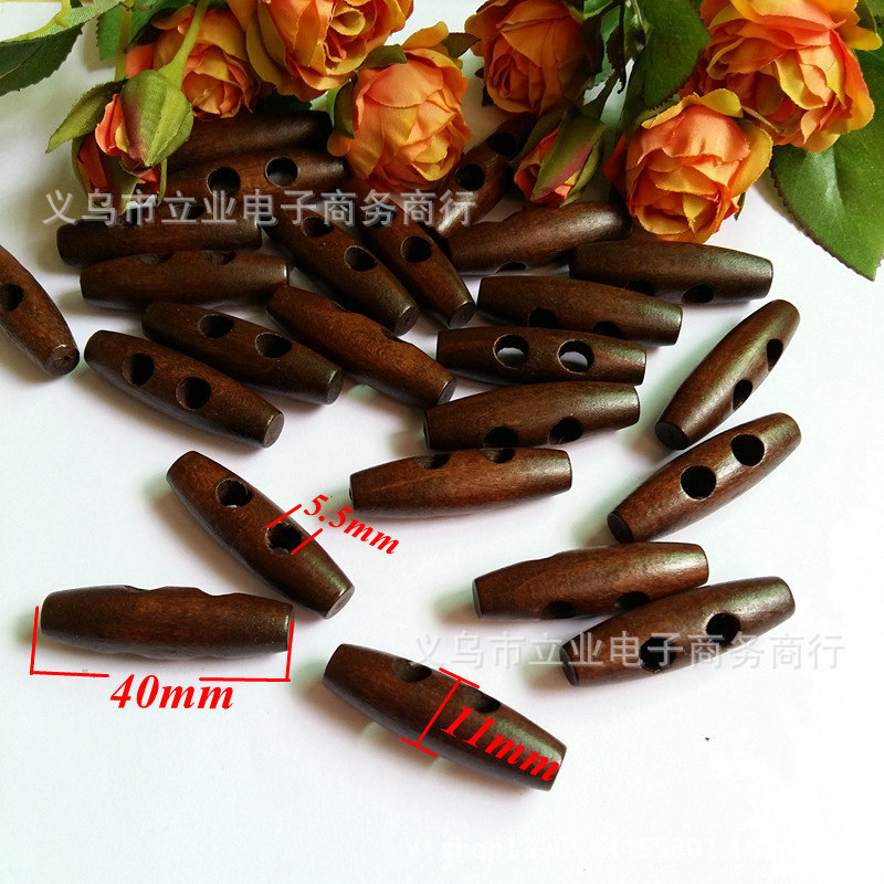 4cm Foreign Trade Wooden Olive Button Coat Coat Coat Decorative Button Fashion Button Natural Wood 2 Eyes