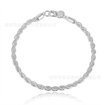 Wholesale AliExpress Hot Sale Silver Jewelry European and American Fashion Jewelry Popular Selling Jewelry 4mm Flash Twist Bracelet
