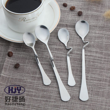 Creative 410 Stainless Steel S-shaped Hanging Cup Curved Handle Spoon Milk Tea Coffee Spoon Mixing Spoon Ice Cream Dessert Small Spoon