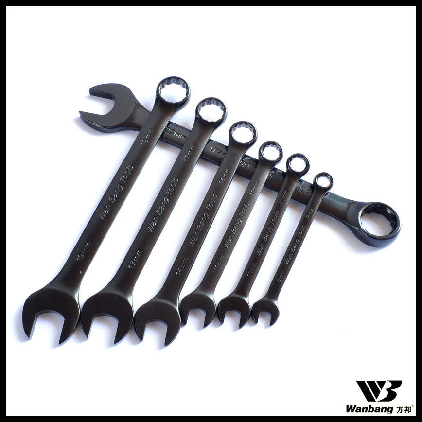 万邦工具 黑色电泳呆扳 棘轮扳手 开口梅花 两用扳手呆梅工具