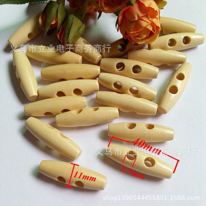 4cm Foreign Trade Wooden Olive Button Coat Coat Coat Decorative Button Fashion Button Natural Wood 2 Eyes