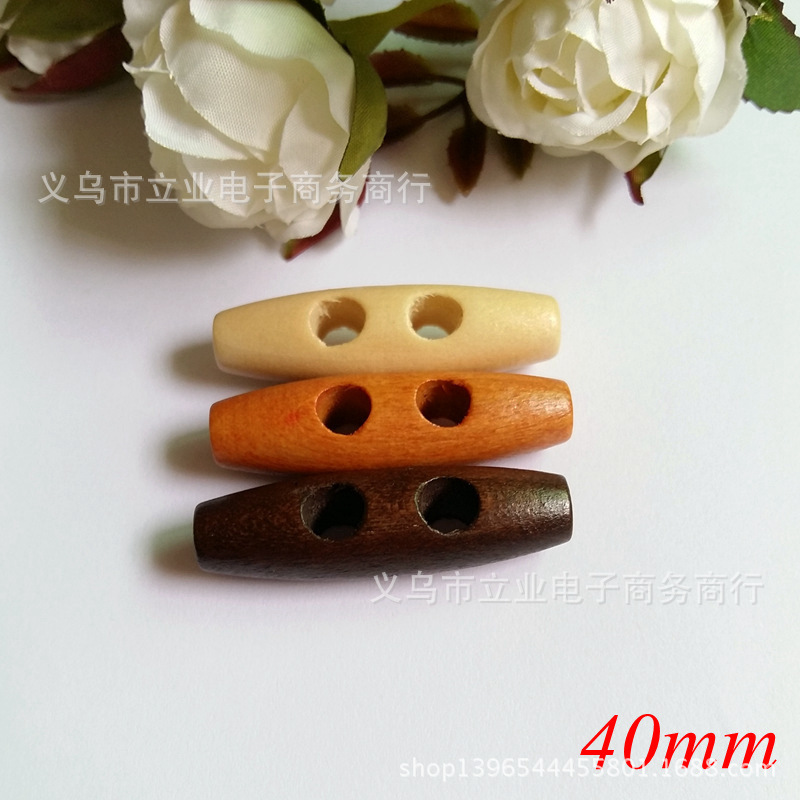 4cm Foreign Trade Wooden Olive Button Coat Coat Coat Decorative Button Fashion Button Natural Wood 2 Eyes