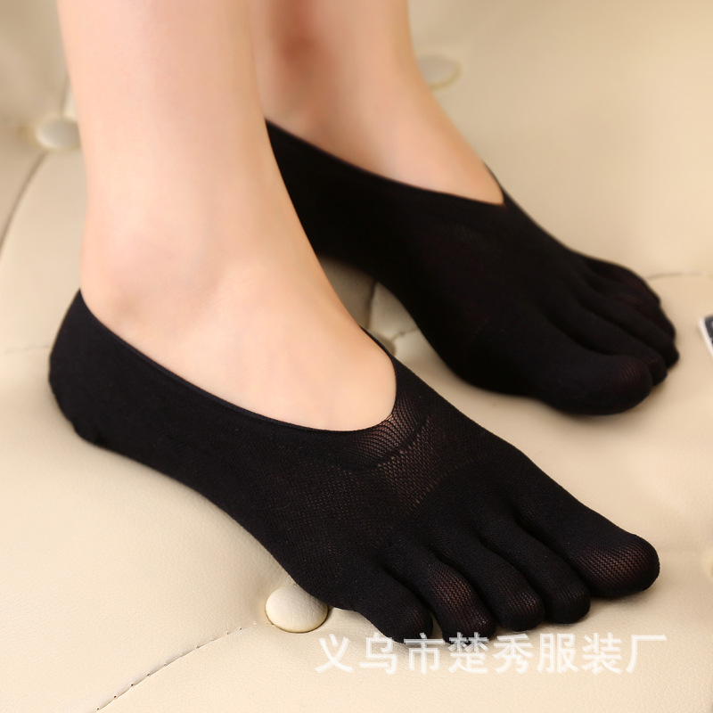 瑜伽五指丝袜日系镂空女士夏季冰丝透气超薄硅胶防滑女士短袜船袜