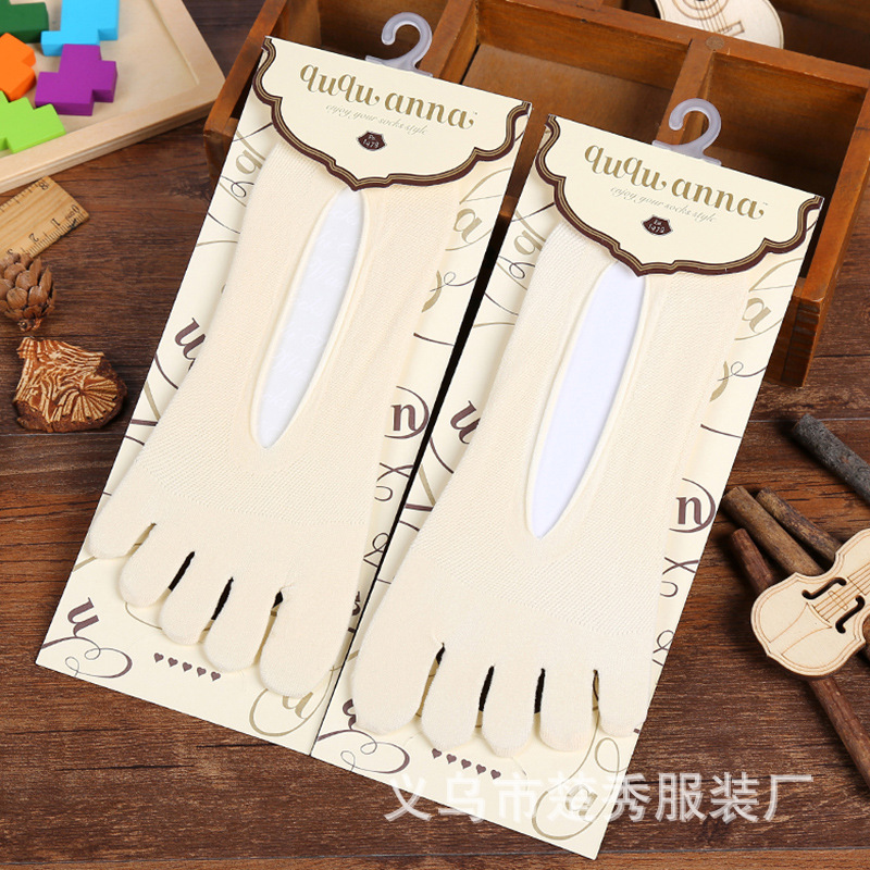 瑜伽五指丝袜日系镂空女士夏季冰丝透气超薄硅胶防滑女士短袜船袜