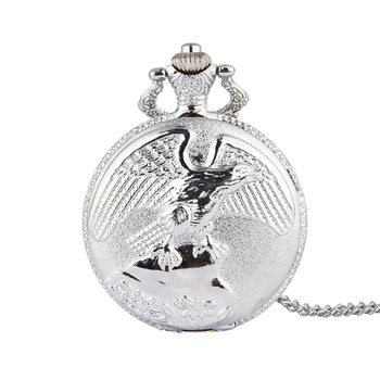 Large Spreadwing Eagle Silver Father's Day Quartz Pocket Watch Retro Silver Thin Chain Eagle Spreadwing Pocket Watch 8008