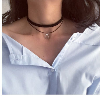 Handsome! South Korea New Style Super Beautiful Retro Triangle Pendant Personalized Simple Double Layer Combination Collar Necklace Women's Clavicle Chain