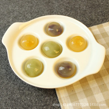 Pure white ceramic multi-position egg tray creative binaural foreign trade baked screw plate French Western food snail plate octopus ball baking plate