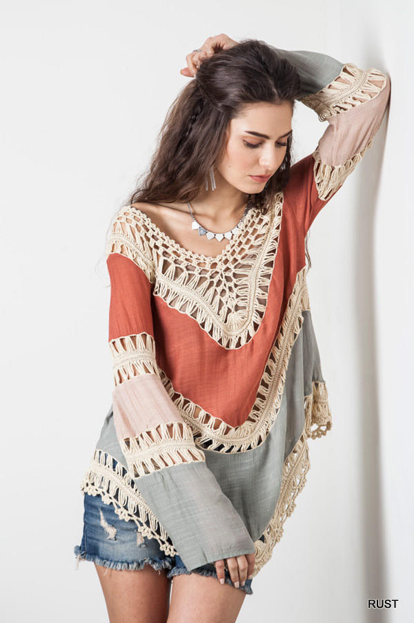 Bohemian Beach Cover Up Sexy Hollow Out Loose Fit Color Block Design Perfect for Summer Vacations Wholesale