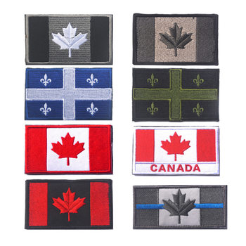 In stock Canada flag badge Canada flag embroidery Velcro Quebec flag cloth stickers