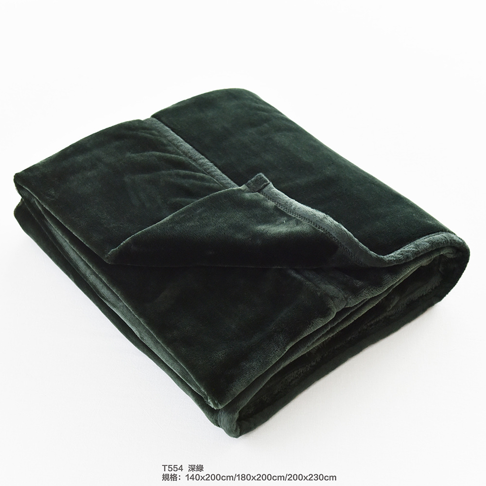 Japanese-style double-layer non-printed thermal fiber thick blanket flannel coral fleece solid color thick blanket