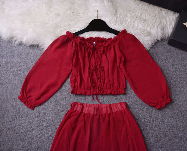 Đầm maxi nữ thắt eo dài tay cổ tròn chất liệu polyester phối ren — Mờ mờ mờ chi tiết 9