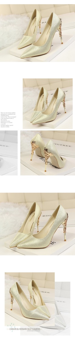 Giày cao gót nữ mũi nhọn gót mảnh thanh lịch phối lụa satin — Bạc (đặc biệt PU), Màu đen, Màu đỏ, Màu đỏ cam