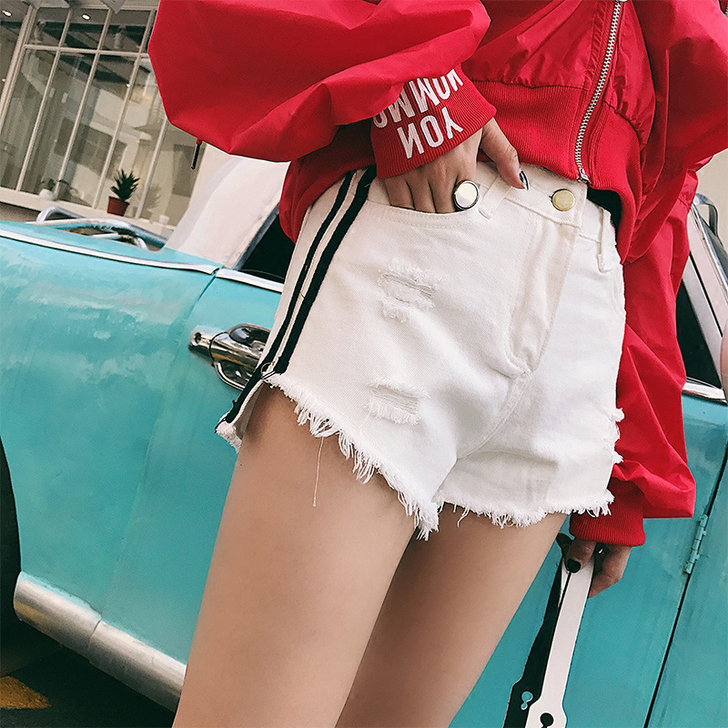 Womens Distressed Denim Shorts Frayed Hem Loose Fit High Waisted Casual Summer Wear Wholesale Available
