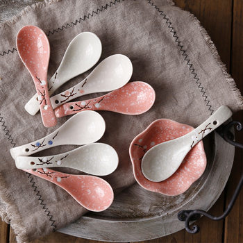 Snow Pollen Small Spoon Japanese Style Hefeng Soup Spoon Underglaze Ceramic Home Restaurant Spoon Supply Amazon