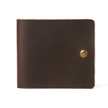 Men's and women's simple wallet buckle handmade leather money clip retro style horizontal cow wallet wholesale generation