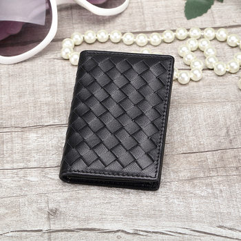 Spot 2019 summer new short neutral ID package solid-color sheepskin woven large capacity card wallet wallet