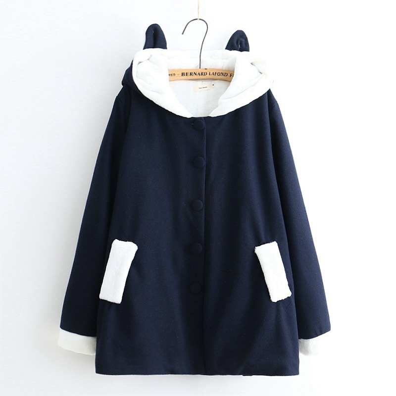 Các sen mới của phụ nữ mùa đông rắn màu trùm đầu áo khoác lông với áo len dài phần 28867