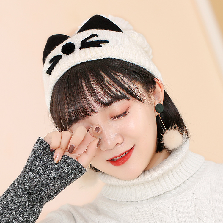 Hàn Quốc dễ thương mèo đan mũ nữ mùa đông ấm nắp tai tai dễ thương bóng lông mũ và cashmere sinh viên