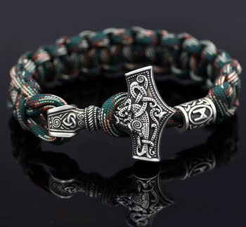 Hot Fashion Viking Thor's Hammer Camouflage Bracelet Men's Irish Jewelry Wholesale Beads Random Hair