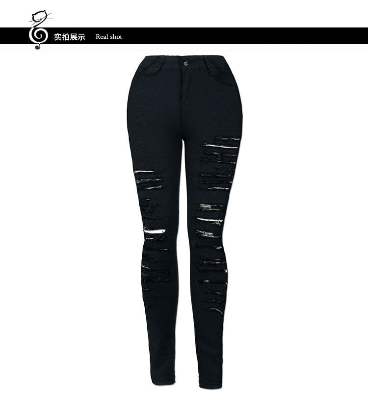High Waisted Ripped Skinny Jeans Stretchy Fabric Trendy Design Casual Wear Wholesale Available