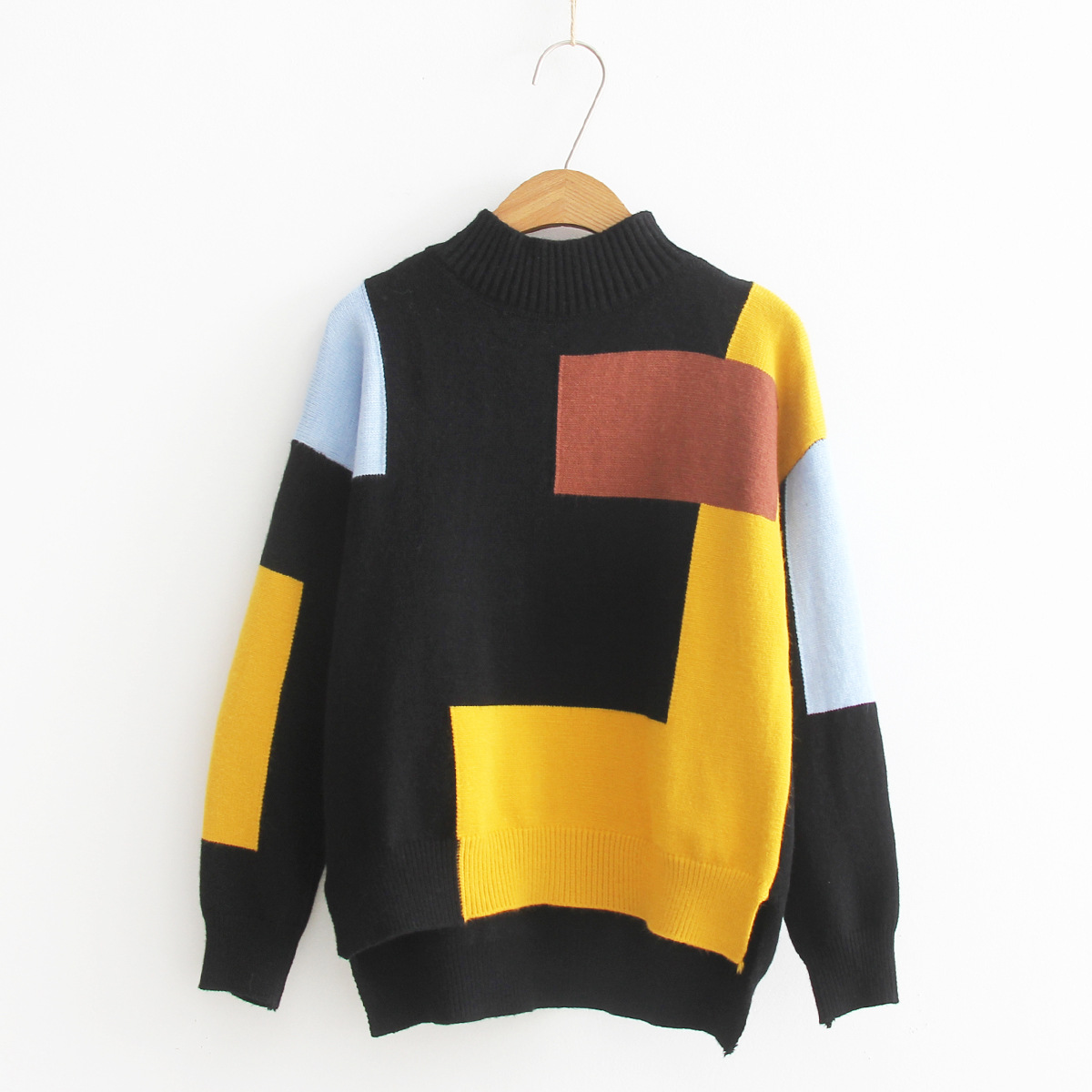 2017 mùa thu mới của Hàn Quốc phiên bản của bán cổ áo nhỏ cao cổ áo len màu áo len dài tay áo của phụ nữ bán buôn