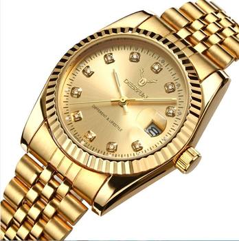 Vacuum electroplating European and American classic stainless steel strap waterproof business non-mechanical luxury gold shell diamond surface Watch