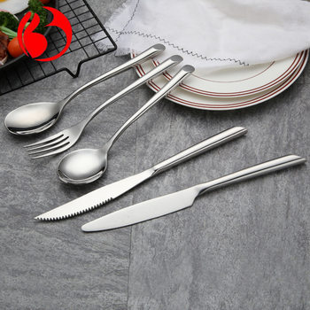 High-grade round handle oblique tail 1455 stainless steel knife and fork spoon creative tableware Western-style tableware four-piece set