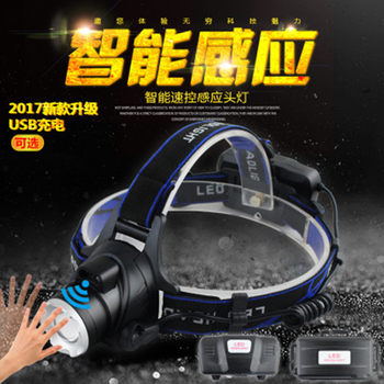 Wind LED headlight strong light charging induction long-range 3000 head-mounted flashlight night fishing miner's lamp