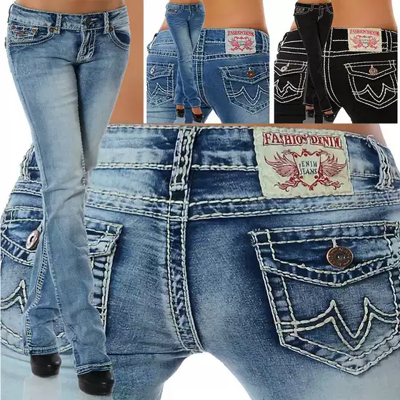 European and American Style 2021 Summer Women's High-Waisted Embroidered Straight-Leg Jeans, Slim-Fit High-Waisted Jeans for Women