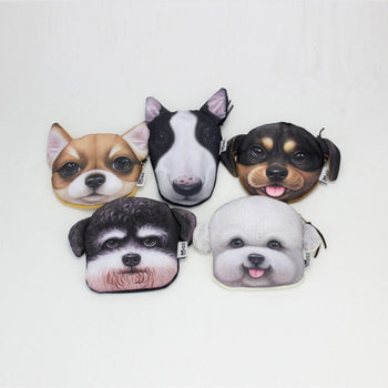 2017 New Coin Purse Sun Honglei Bull Terrier Chihuahua Fabric Coin Bag 3D Animal Dog Head Small Wallet