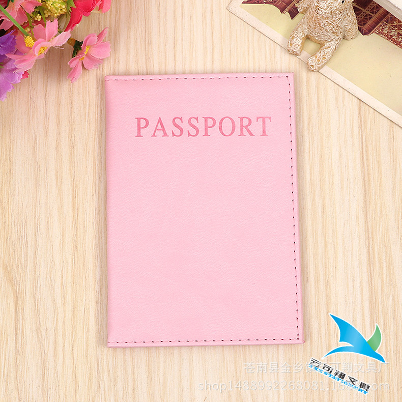 Factory wholesale English plain pu leather passport passport book bright multi-functional document protection cover