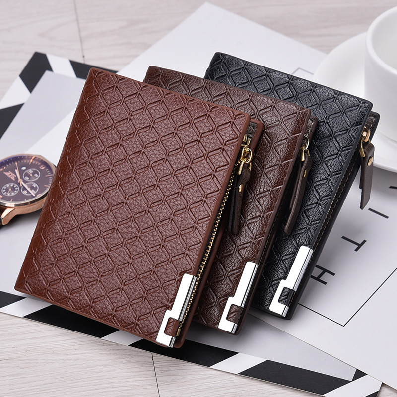 hengsheng Vertical Men's Wallet Zipper Small Wallet Multifunctional Casual Short Coin Purse Factory Supply
