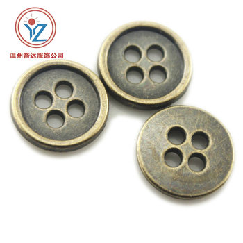 Zinc alloy buttons full size large stock copper bronze thin edge four-eye button buttons